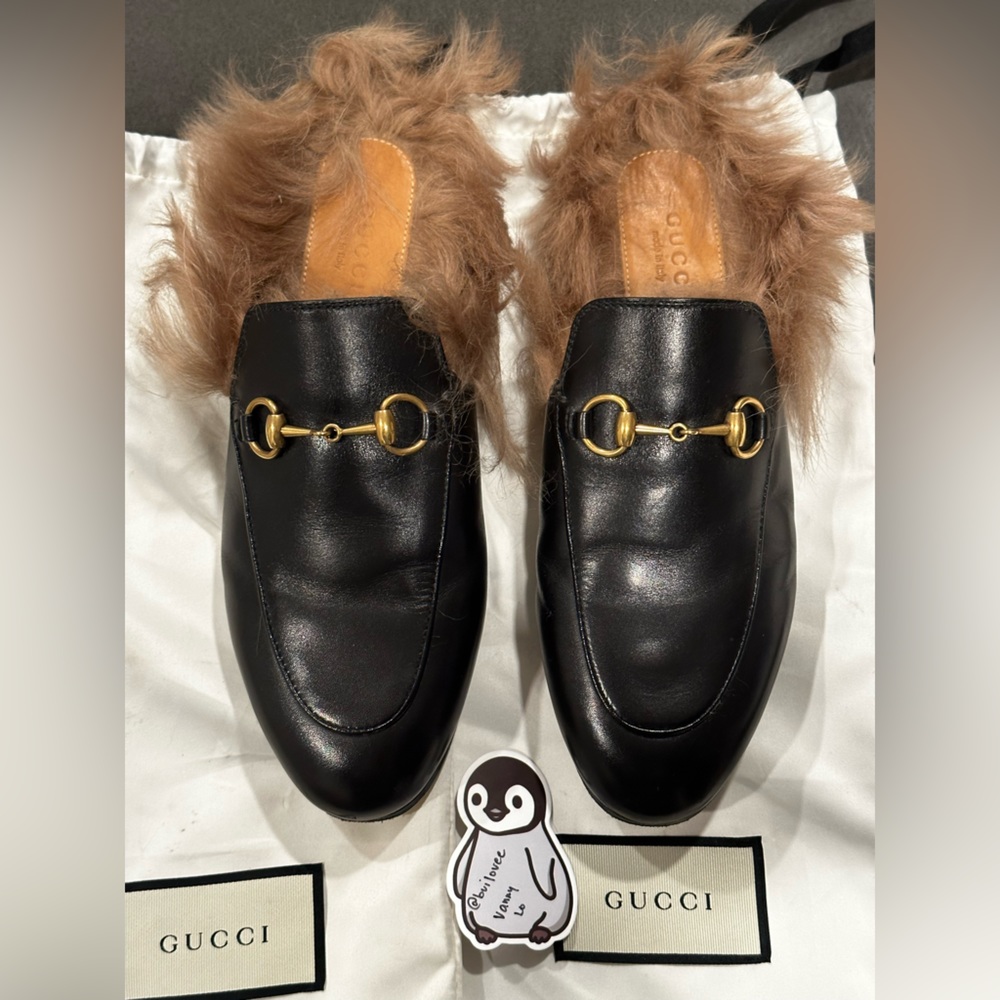 GUCCI Black Horsebit Slip-On Princetown Loafers - size 37 - Picture 4 of 14